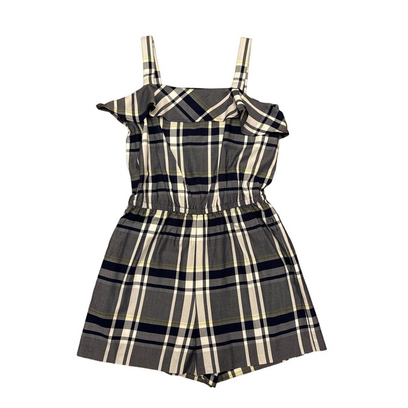 Banana Republic Factory Pants - Banana Republic Blue and White Plaid Shorts Romper Size Medium New